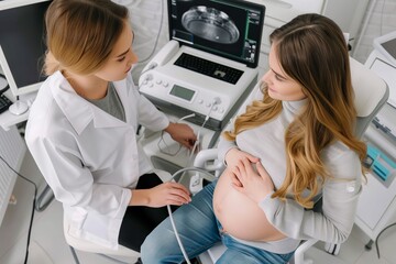 Medical Ultrasound Examination Pregnant Woman Healthcare Professional