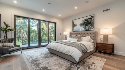 Modern Bedroom with Large Windows