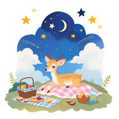 Obraz premium Happyday Illustration) Starry Night Picnic