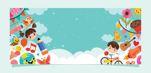 Obraz premium Template Design With Childish Elements