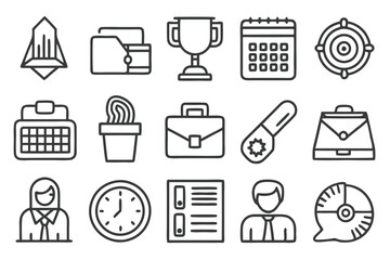 Fototapeta premium Creative Office 25 Black icon pack Such As presentation analytics businessman supplies office