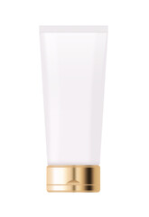 Empty luxury Gold Packaging Cosmetic Product on a white background For Serum Cream Shampoo Toner Conditioner