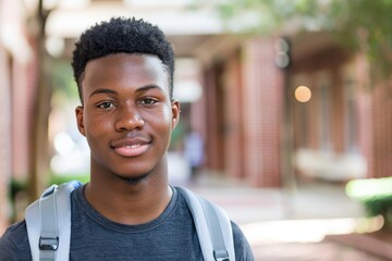 Fototapeta premium Male College Student in Atlanta: University Education for Black Man