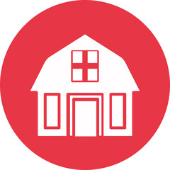 Barn glyph circle icon