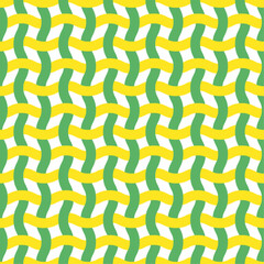 Vector seamless pattern. Wavy lines like fabric ornament Modern stylish texture. Hand drawn trendy flat style Geometric texture. Green and yellow wavy lines. Vector illustration