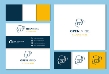 Obraz premium Business card design featuring a head with an open padlock suggesting open mind