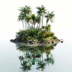 Obraz premium small tropical island with palm trees.