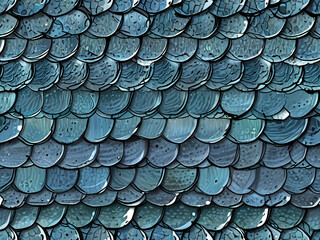 texture fish scales blue green background AI generated	