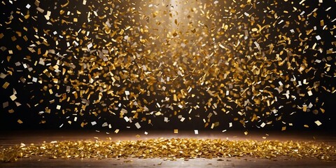 confetti image An golden confetti festival decorated stage empty night light party jubilee award beam gold product festive presentation grand spotlight ceremony celebration event.