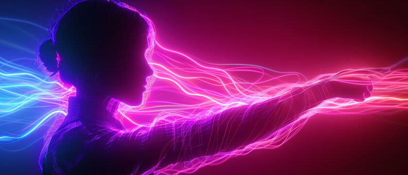 Energetic 3D Neonlit Theremin with Vibrant Colors