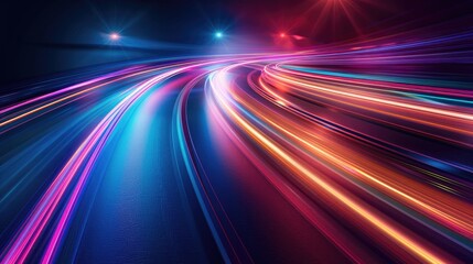 Abstract light trails created by colorful motion blur for background