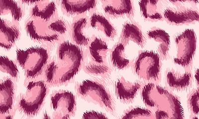 Pink Leopard Skin Texture Pattern Vector. Seamless Animal Wildlife Skin Pattern. Leopard Fur Camouflage Background.