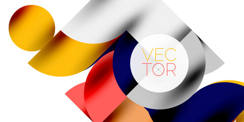 Fototapeta premium Shadow effect shiny circles and round triangles geometric modern art. Vector Illustration For Wallpaper, Banner, Background, Card, Book Illustration, landing page