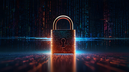 a padlock with a blue background with a key in the middle