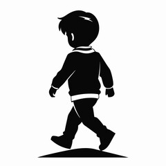 Fototapeta premium Child Striding Walking Child Symbol, silhouette vector illustration