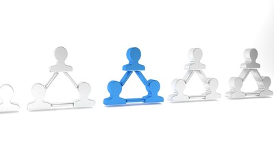 Blue Project team base icon isolated on white background. Business analysis and planning, consulting, team work, project management. Developers. Minimalism concept. 3D render illustration