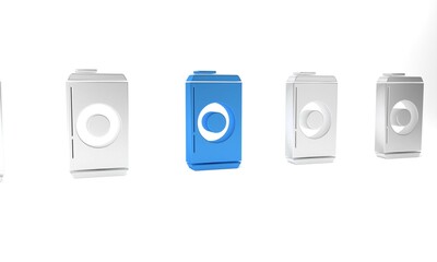 Blue Beer can icon isolated on white background. Minimalism concept. 3D render illustration