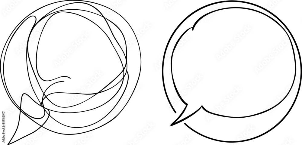 Poster A continuous line drawing of a speech bubble. A chat cloud in simple linear style. It can be edited.