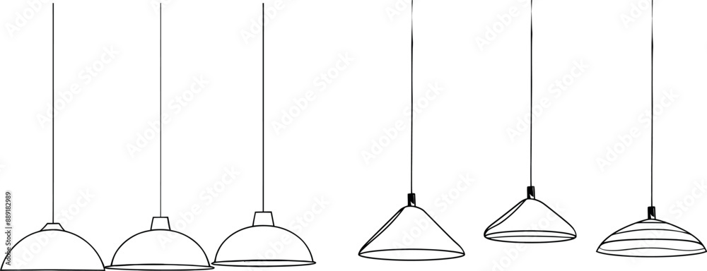Poster Light bulbs and lampshades drawn in continuous lines. Light globes drawn in single lines. Minimalist background design.