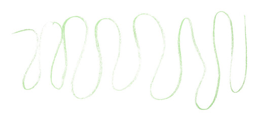 Green pencil strokes in simple style, isolated on transparent background.