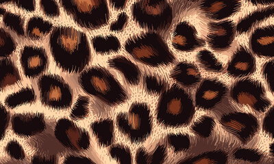 Leopard Skin Texture Pattern Vector. Seamless Animal Wildlife Skin Pattern. Leopard Fur Camouflage Background.