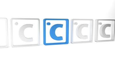 Blue Celsius icon isolated on white background. Minimalism concept. 3D render illustration