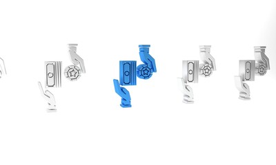 Blue Casino chips exchange on stacks of dollars icon isolated on white background. Minimalism concept. 3D render illustration