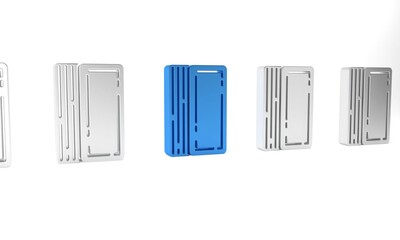 Blue Deck of playing cards icon isolated on white background. Casino gambling. Minimalism concept. 3D render illustration