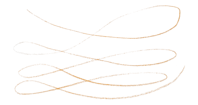 Orange pencil strokes in simple style, isolated on transparent background.