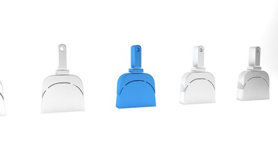 Blue Dustpan icon isolated on white background. Cleaning scoop services. Minimalism concept. 3D render illustration