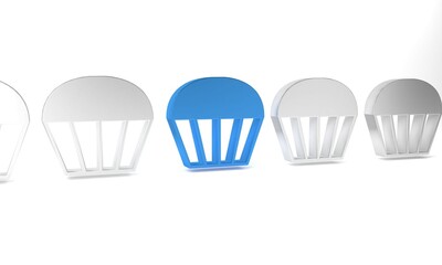 Blue Muffin icon isolated on white background. Minimalism concept. 3D render illustration