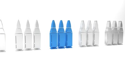 Blue Bullet icon isolated on white background. Minimalism concept. 3D render illustration