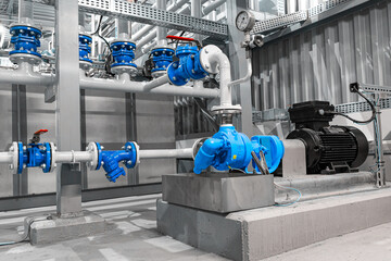 Petrol pump station in petrochemical technology, pipeline instalation.