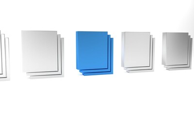 Blue Clean paper icon isolated on white background. File icon. Checklist icon. Business concept. Minimalism concept. 3D render illustration