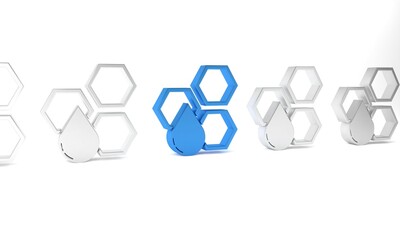 Blue Honeycomb icon isolated on white background. Honey cells symbol. Sweet natural food. Minimalism concept. 3D render illustration