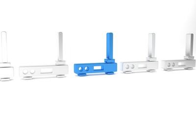 Blue Router and wi-fi signal symbol icon isolated on white background. Wireless ethernet modem router. Computer technology internet. Minimalism concept. 3D render illustration