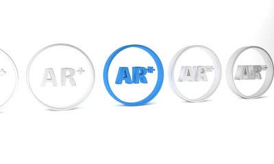 Blue Ar, augmented reality icon isolated on white background. Minimalism concept. 3D render illustration