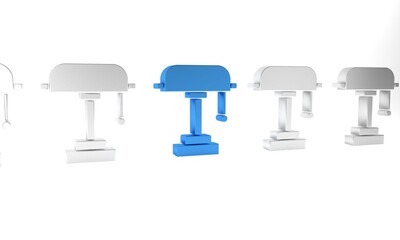 Blue Table lamp icon isolated on white background. Minimalism concept. 3D render illustration