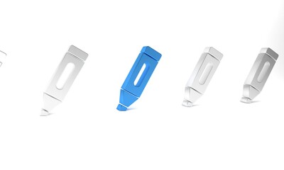 Blue Marker pen icon isolated on white background. Minimalism concept. 3D render illustration