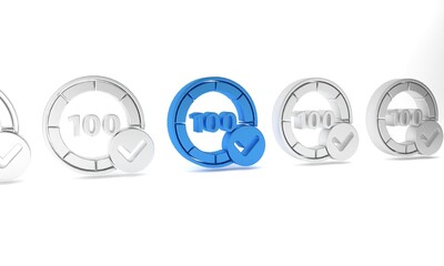 Blue Casino chips icon isolated on white background. Casino gambling. Minimalism concept. 3D render illustration