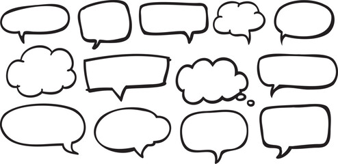Set of Hand drawn Speech Bubbles Hand Drawn Vector illustration on transparent background