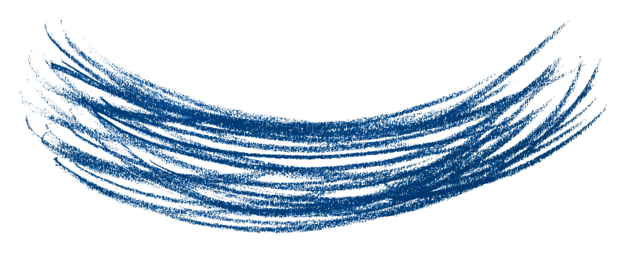 Blue pencil strokes in simple style, isolated on transparent background.