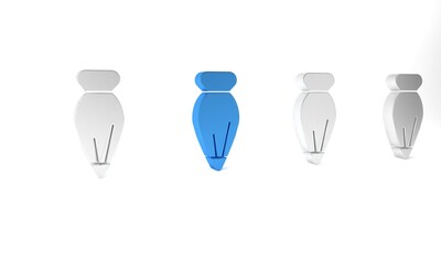Blue Pastry bag for decorate cakes with cream icon isolated on white background. Kitchenware and utensils. Minimalism concept. 3D render illustration