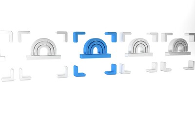 Blue Fingerprint icon isolated on white background. ID app icon. Identification sign. Touch id. Minimalism concept. 3D render illustration