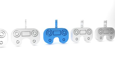 Blue Remote control icon isolated on white background. Minimalism concept. 3D render illustration