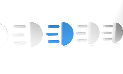 Blue High beam icon isolated on white background. Car headlight. Minimalism concept. 3D render illustration