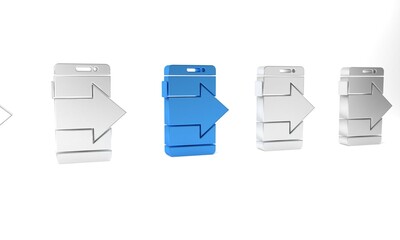 Blue Smartphone, mobile phone icon isolated on white background. Minimalism concept. 3D render illustration