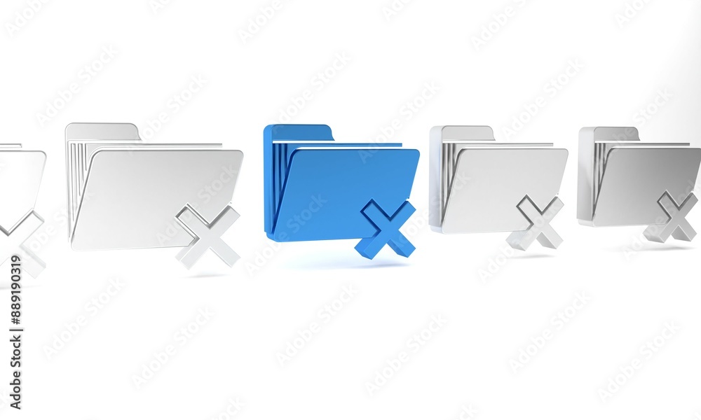 Poster blue delete folder icon isolated on white background. folder with recycle bin. delete or error folde