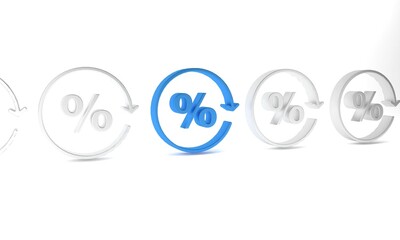 Blue Discount percent tag icon isolated on white background. Shopping tag sign. Special offer sign. Discount coupons symbol. Minimalism concept. 3D render illustration