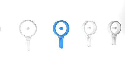 Blue Frying pan icon isolated on white background. Fry or roast food symbol. Minimalism concept. 3D render illustration